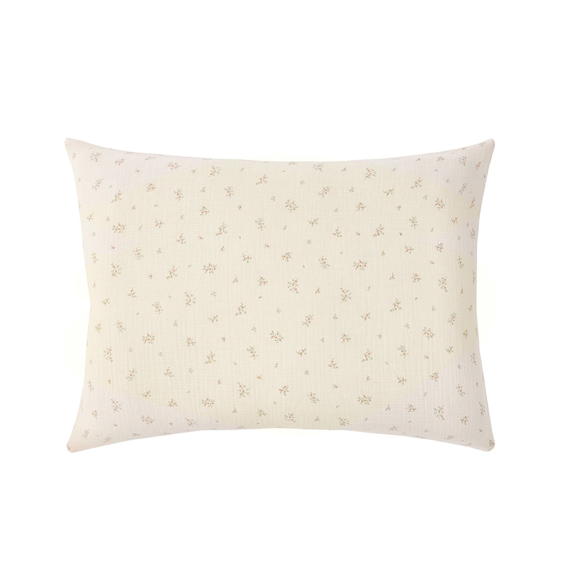 Taie d'oreiller imprimée en gaze de coton, SEMIS FLEURI beige clair, ESSIX