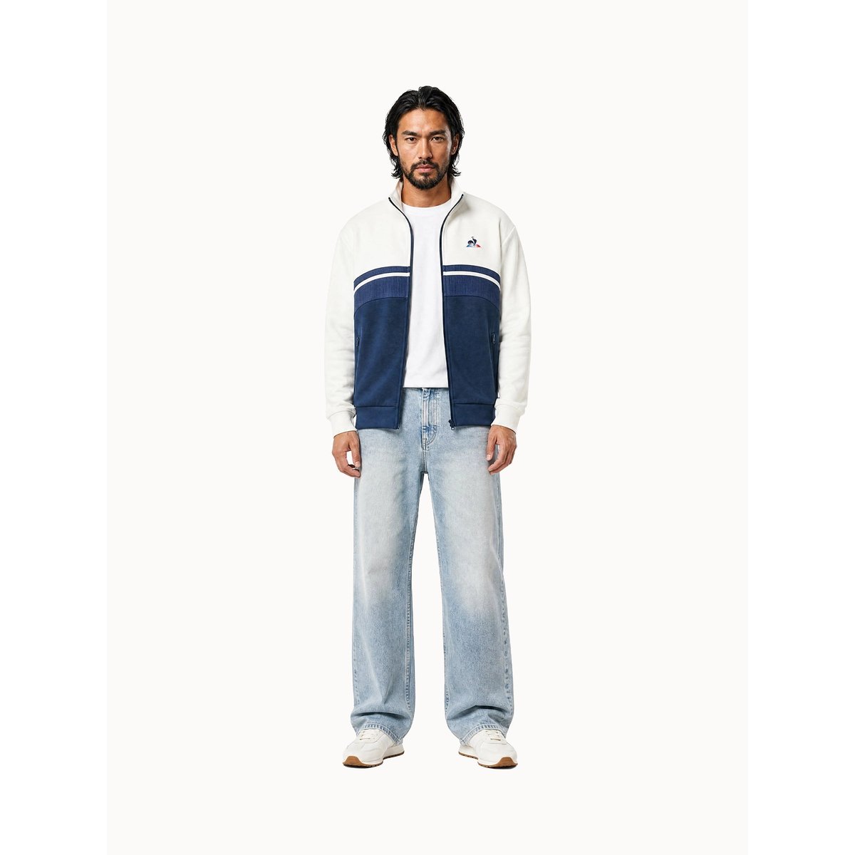 Sweat zippé Contemporain beige, LE COQ SPORTIF