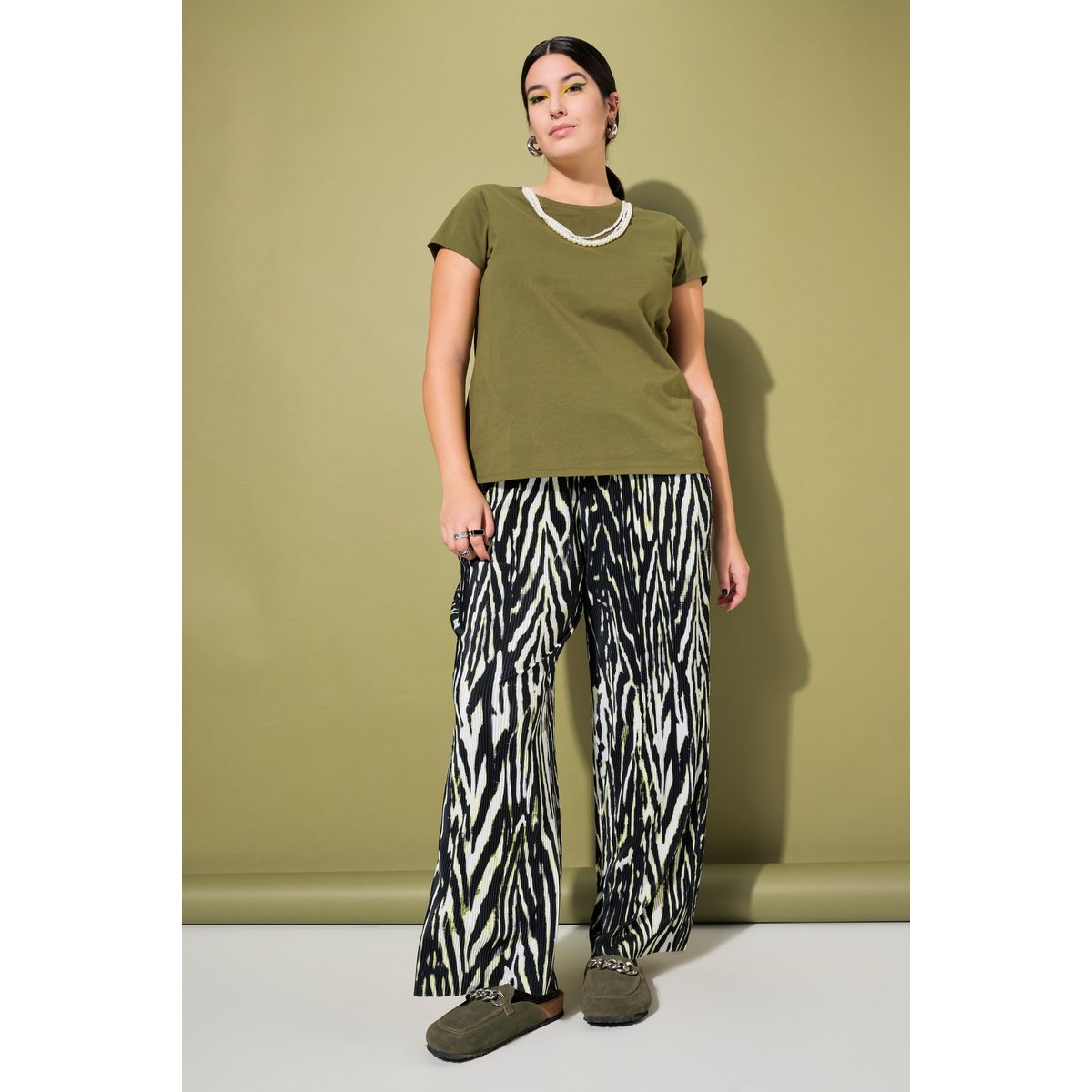 Pantalon plissé, imprimé animal noir, STUDIO UNTOLD