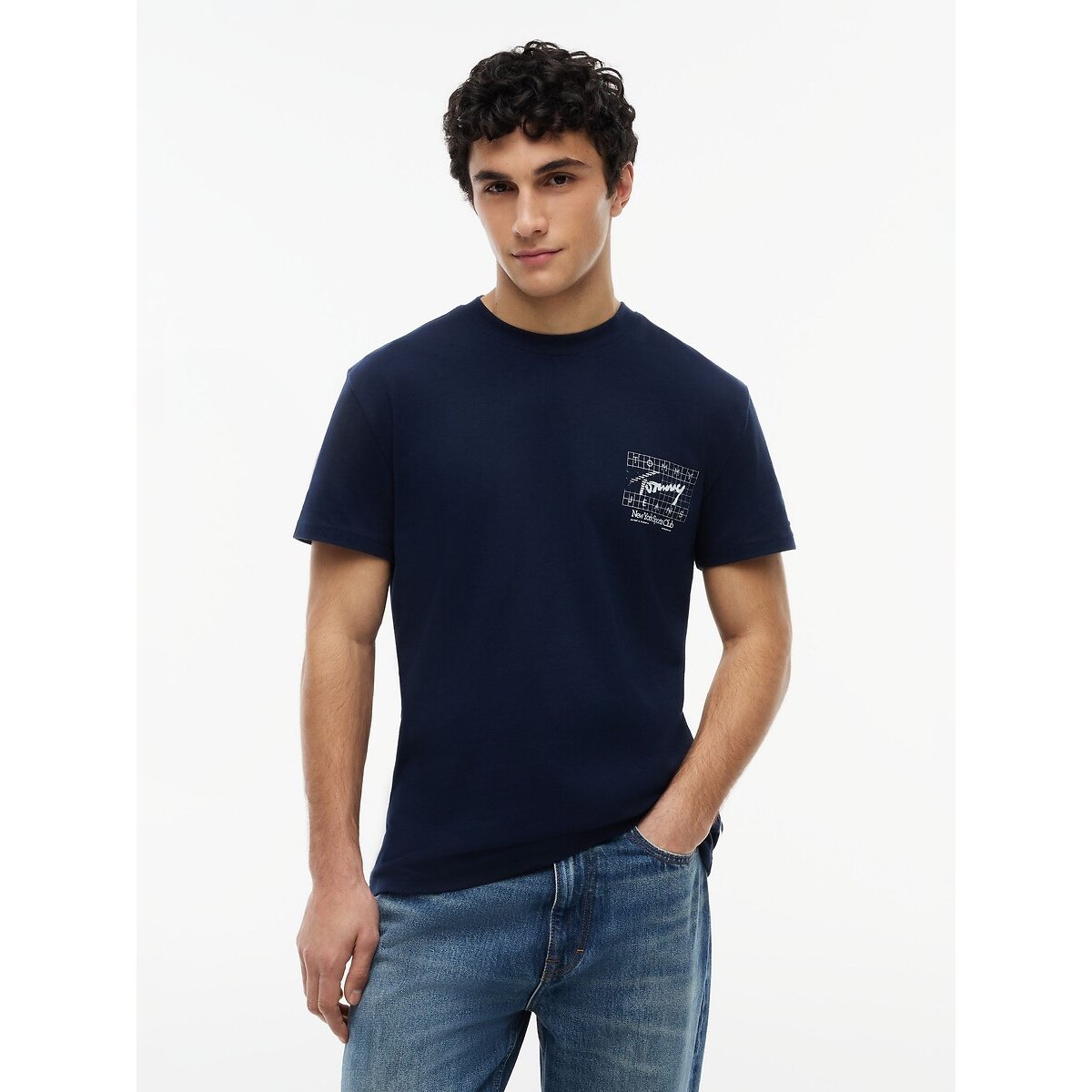 Flag Logo Short Sleeve T-Shirt navy blue, TOMMY JEANS