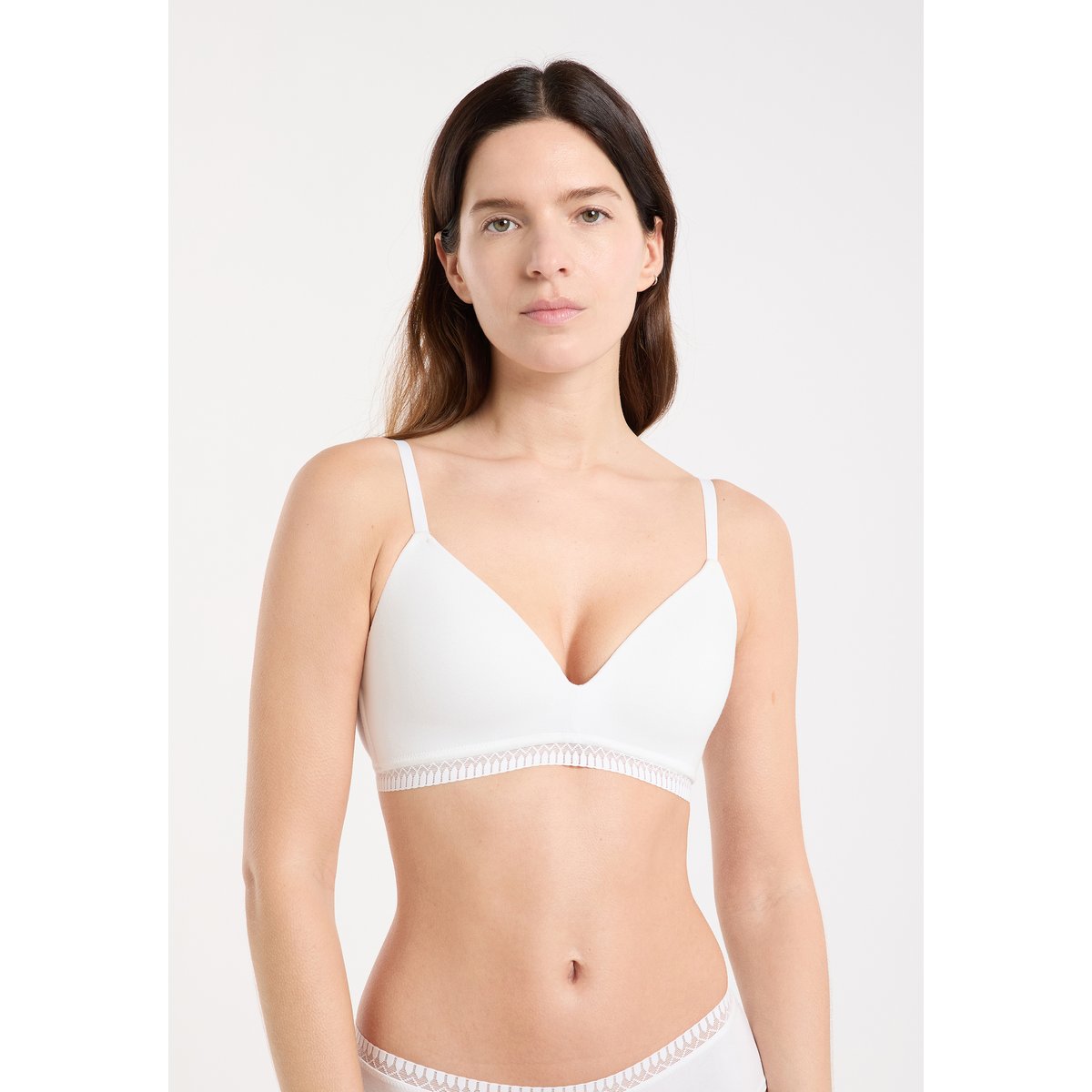 Soutien-gorge sans armatures coques fines en coton biologique HAPPILY blanc, ETAM