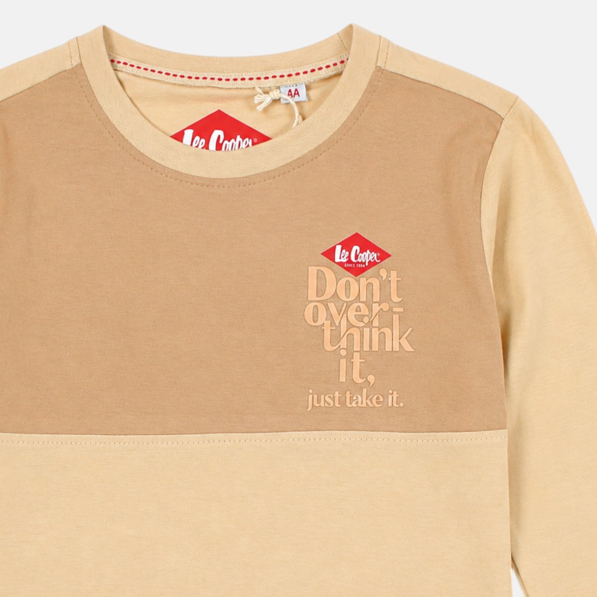 Pyjama à empiècements contrastés, col rond et manches longues COOL KIDS beige, LEE COOPER