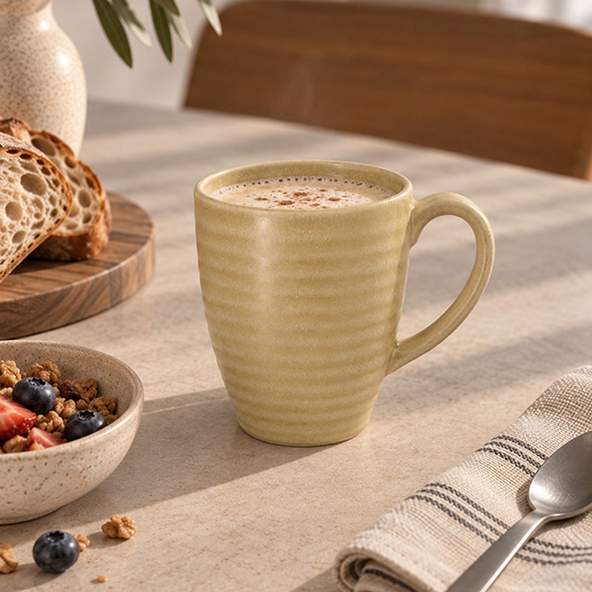 Lot de 6 mugs 37cl en grès, TURBOLINO jaune, NOVASTYL