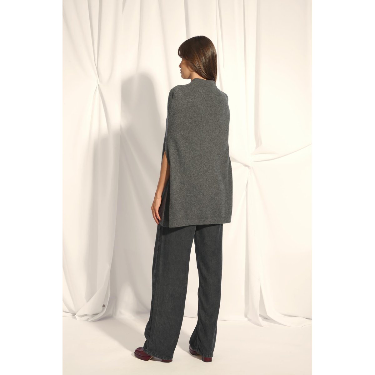 Cape Col Rond Cordon Coulissant Anthracite Chiné Miamar gris anthracite chiné, JUST CASHMERE