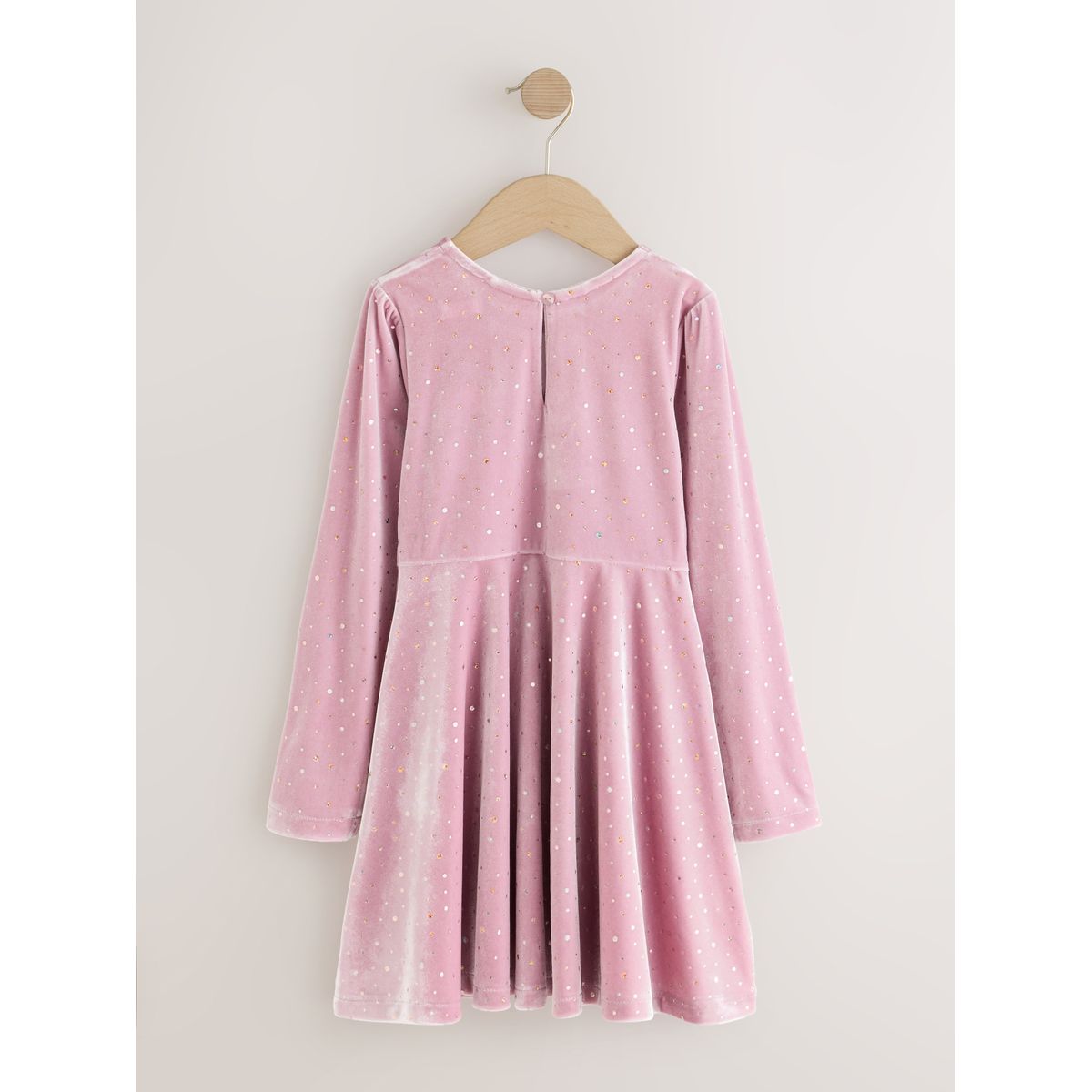 Robe scintillante en velours manches longues rose, NEXT