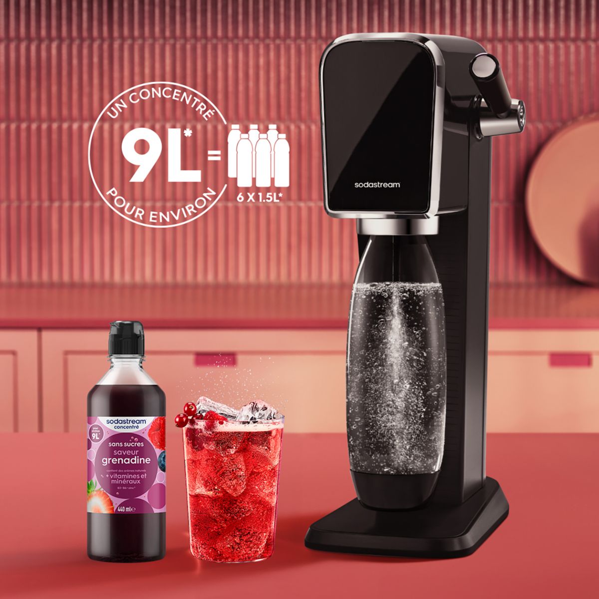 Concentré saveur grenadine sans sucres 440mL couleur unique, SODASTREAM