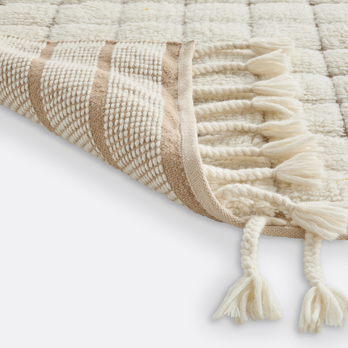 Tapis laine motifs damiers, Ladama ecru, LA REDOUTE INTERIEURS