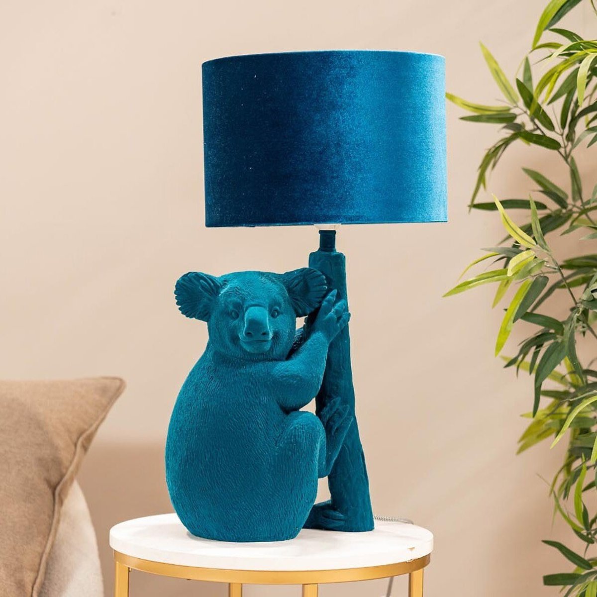 Keely Velvet Koala Table Lamp teal, SO'HOME