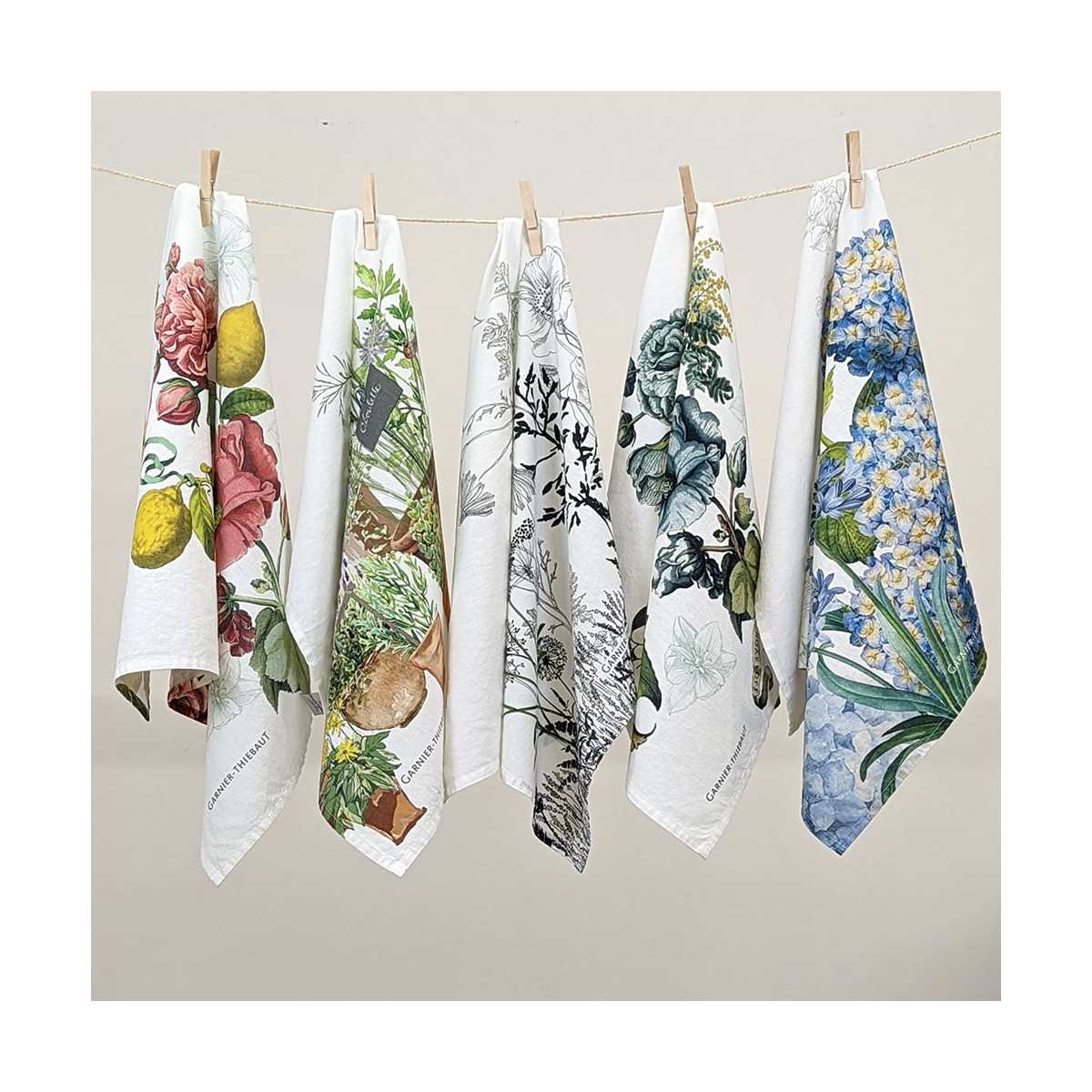 Torchon lin & coton lavé GIARDINO bleu, GARNIER THIEBAUT