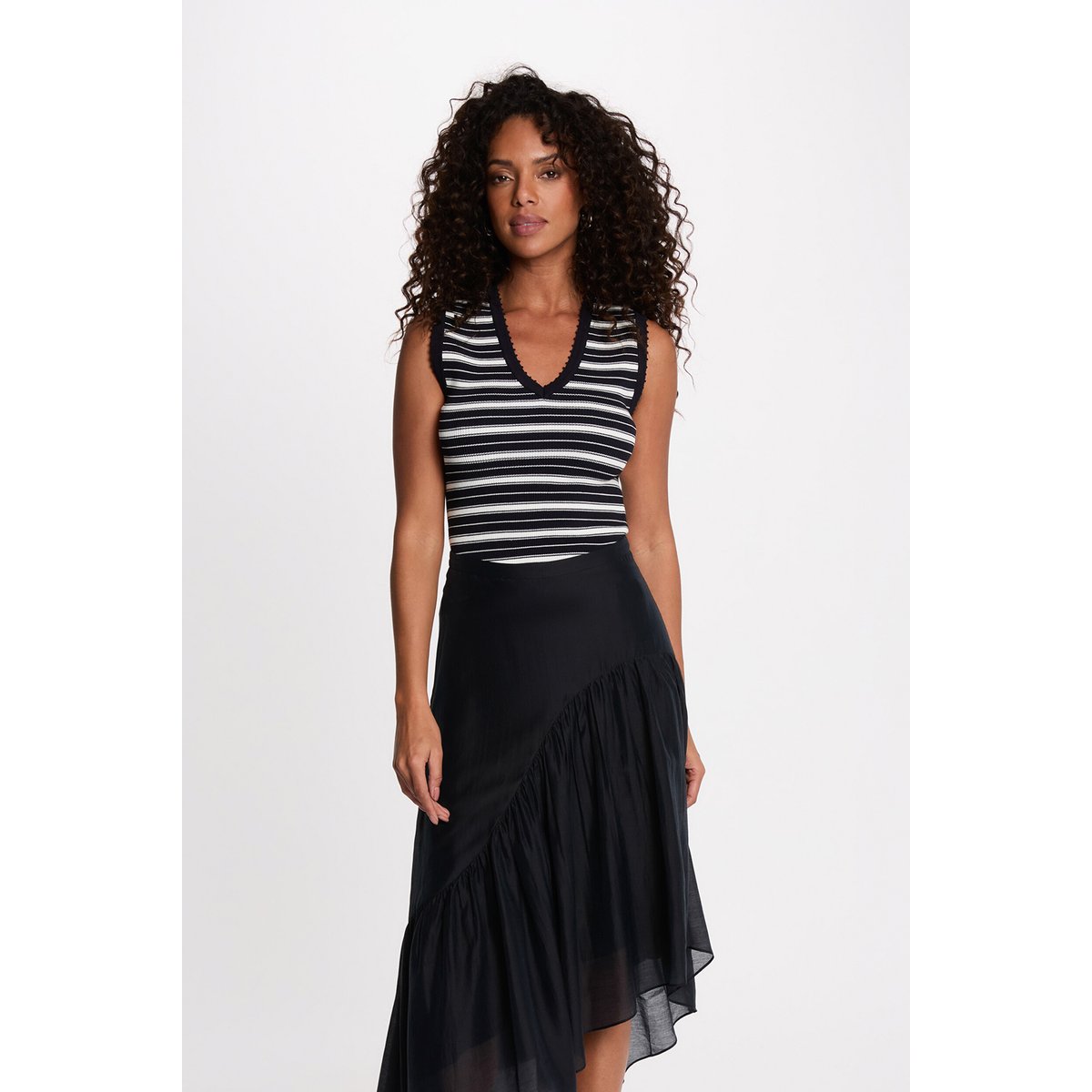 Pull sans manches col v bleu marine, MORGAN