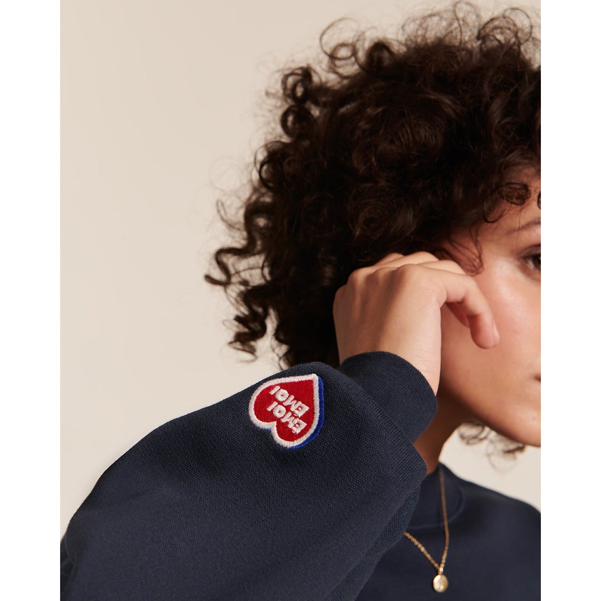 Sweat brodé en coton bio, PÉPITE bleu - bleu nuit, EMOI EMOI