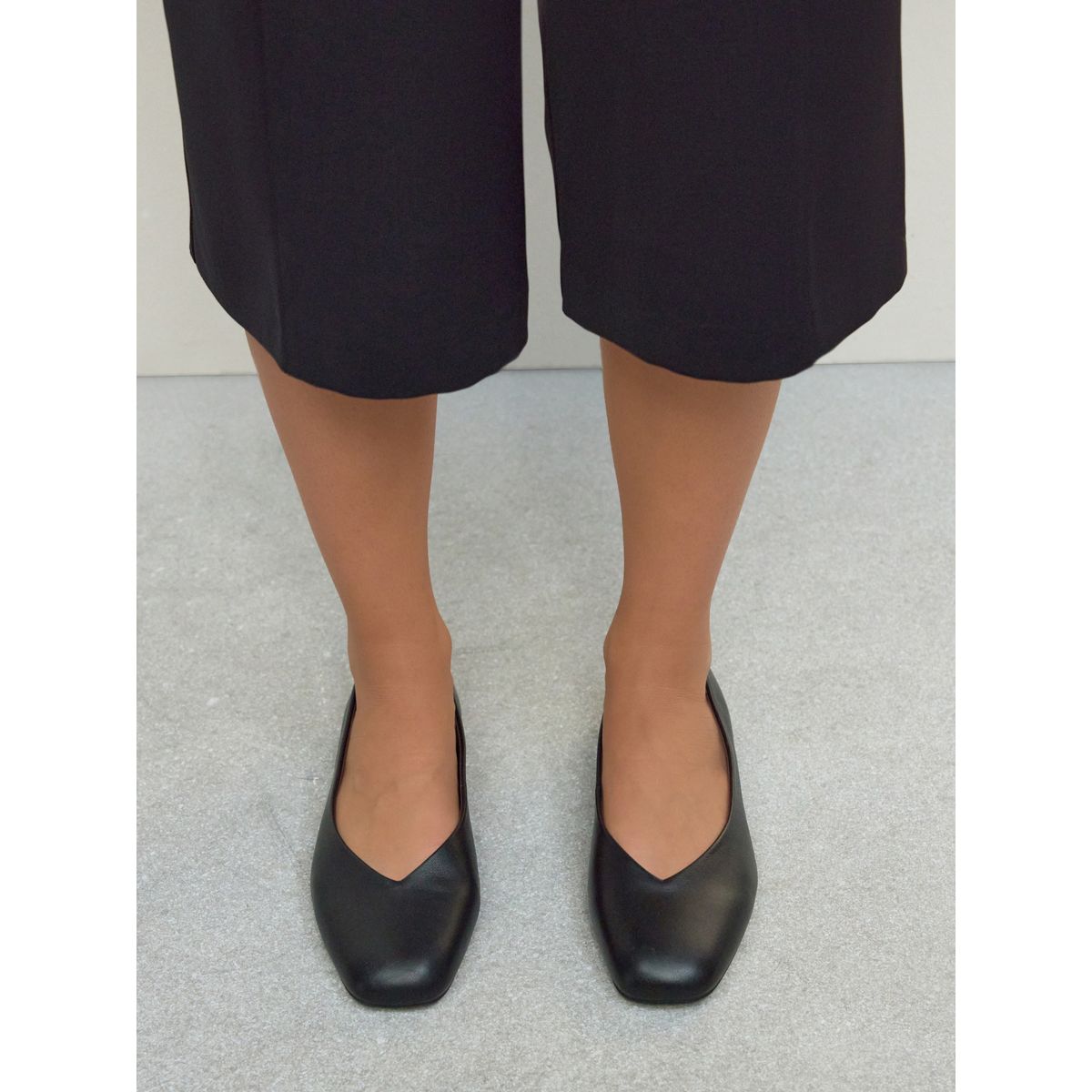 Ballerines en cuir carrées forever comfort® noir, NEXT