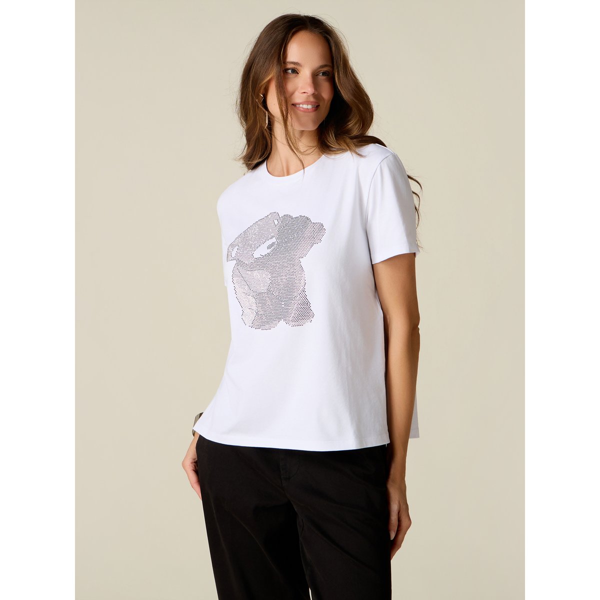 T-shirt avec micro cristaux blanc, OLTRE