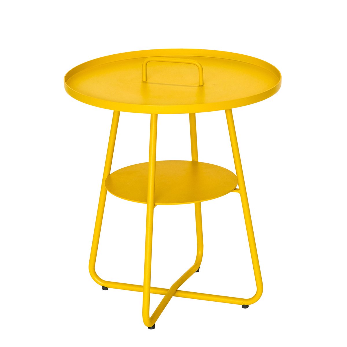 Table basse ronde - Effet indus jaune, HOME MAISON
