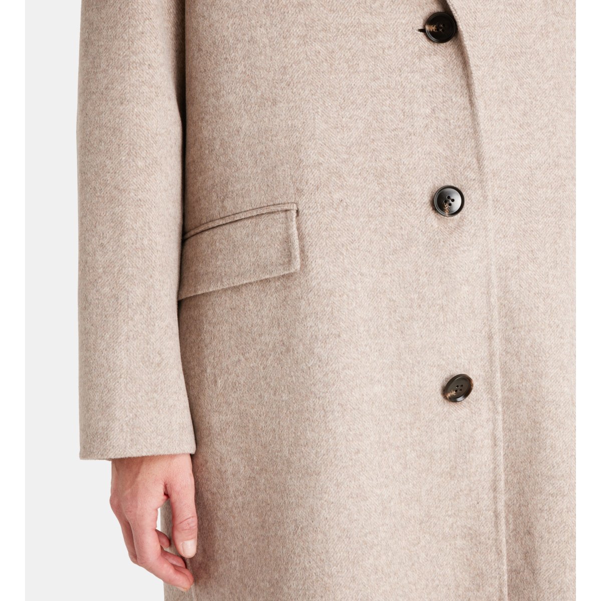 Manteau mi-long claudel laine recyclée mélangée beige moyen, GALERIES LAFAYETTE