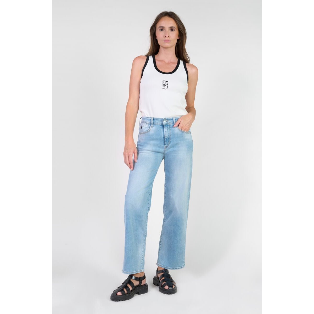 Jeans loose, large pulp wide leg , 7/8ème blue, LE TEMPS DES CERISES
