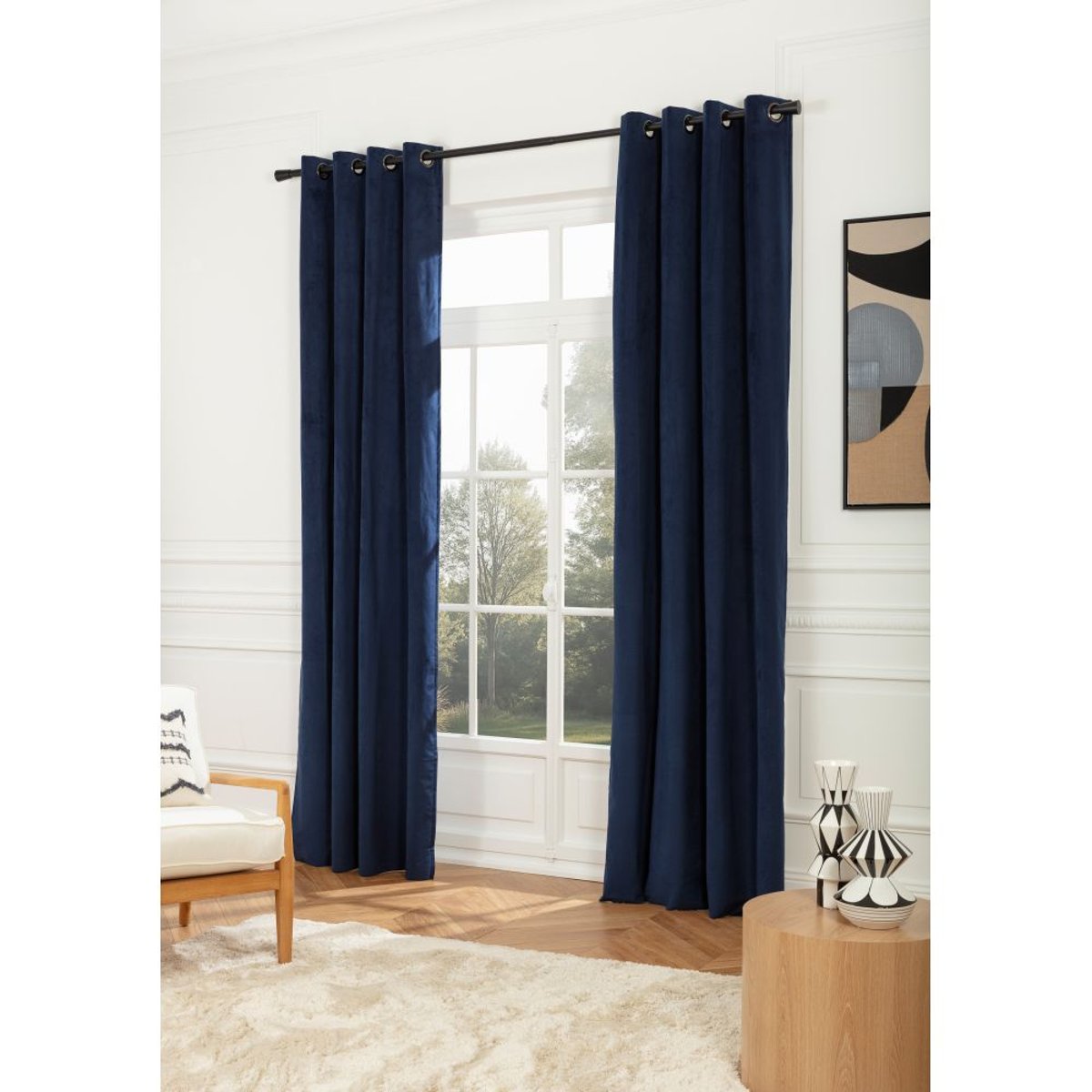 Rideau thermique occultant Oeillets VENISE bleu mc412, MOONDREAM