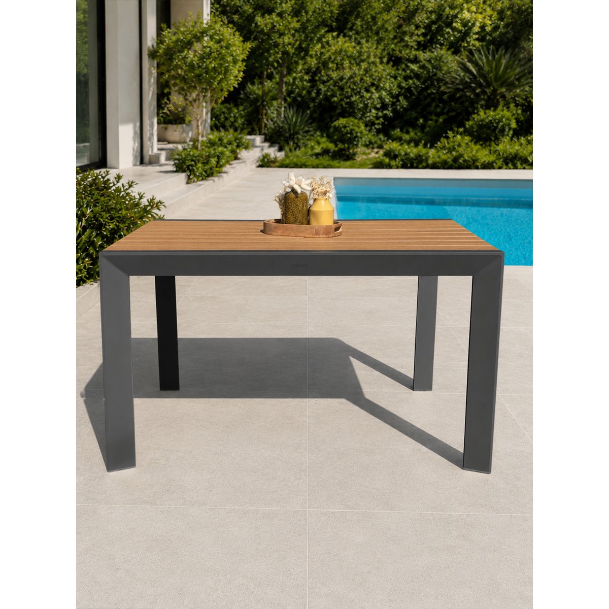 Ensemble repas de jardin 4 places en alu TONGA gris anthracite, DCB GARDEN