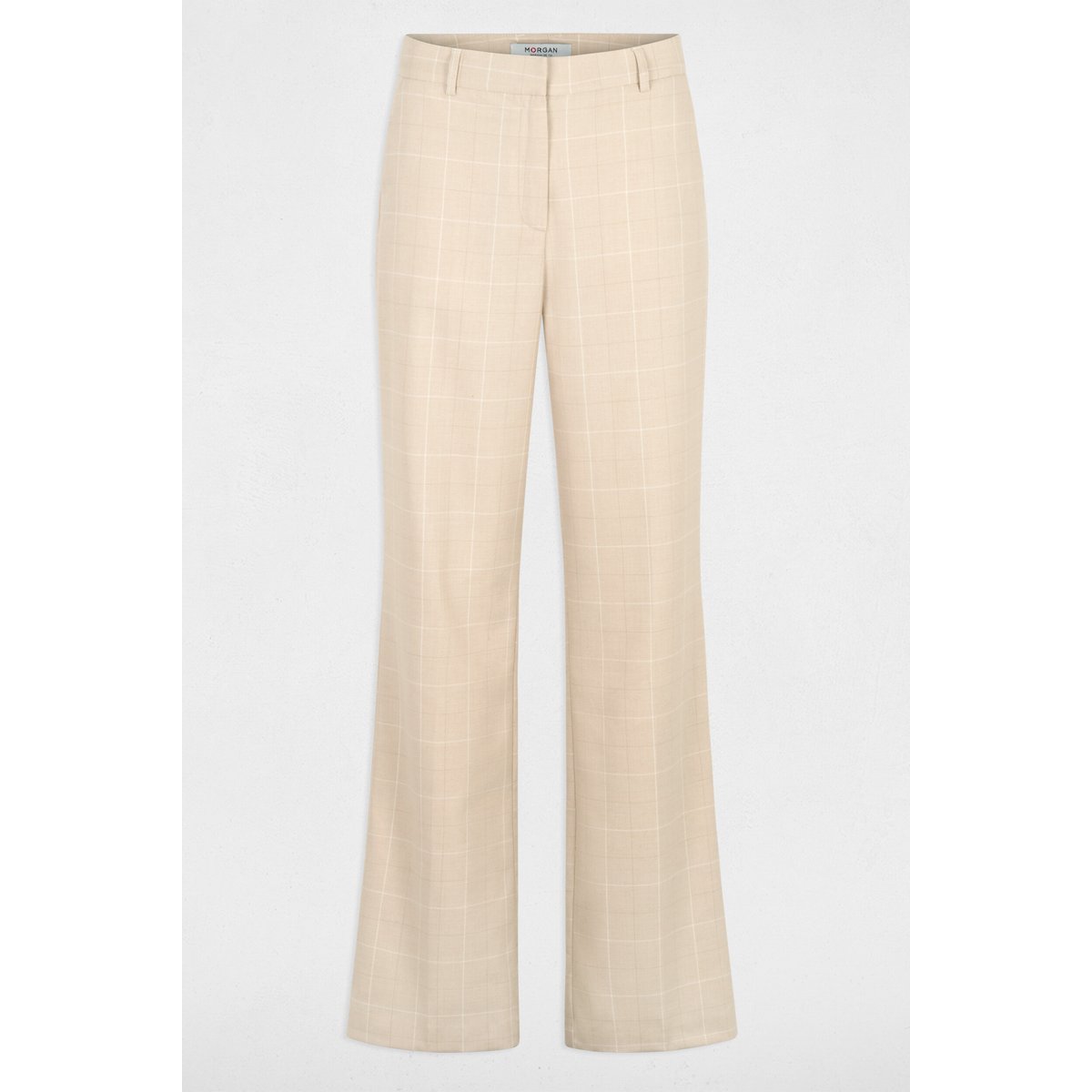 Pantalon droit taille haute beige, MORGAN