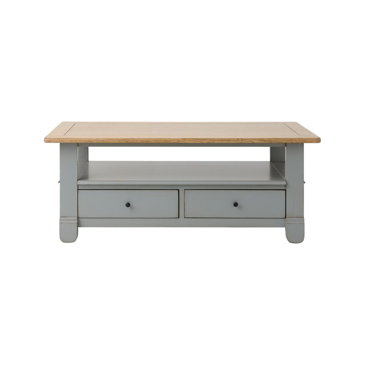 Table basse bois massif 2 tiroirs Embellie gris, CAMIF