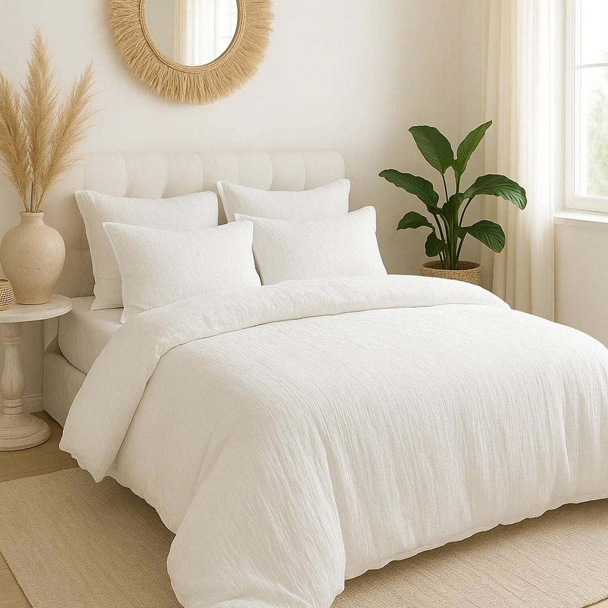 Parure housse de couette en gaze de microfibre unie, MAYA blanc pur, C DESIGN HOME TEXTILE