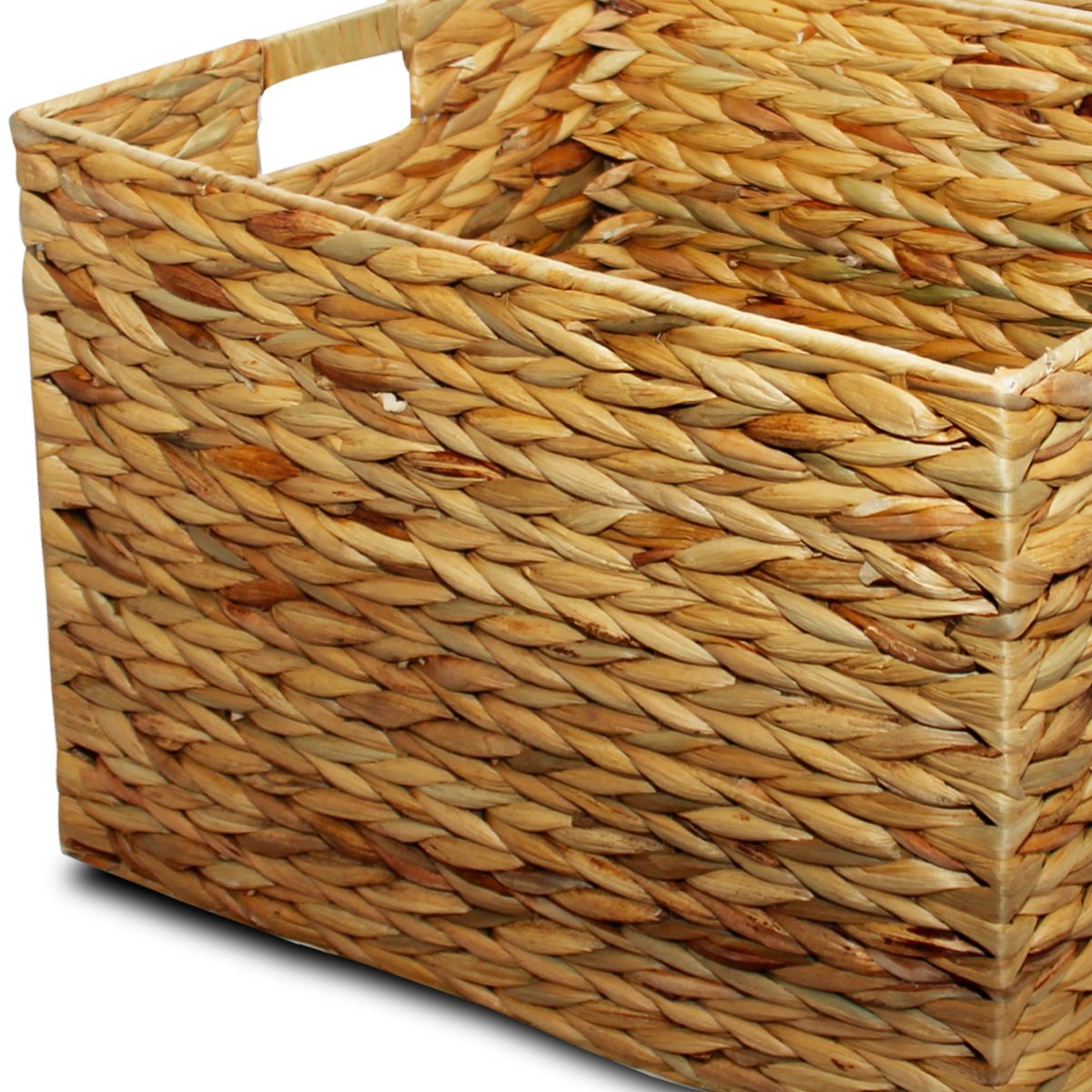 Set de 3 coffres de rangement en jacinthe d'eau tressée 50x40x38cm bois, URBAN LIVING