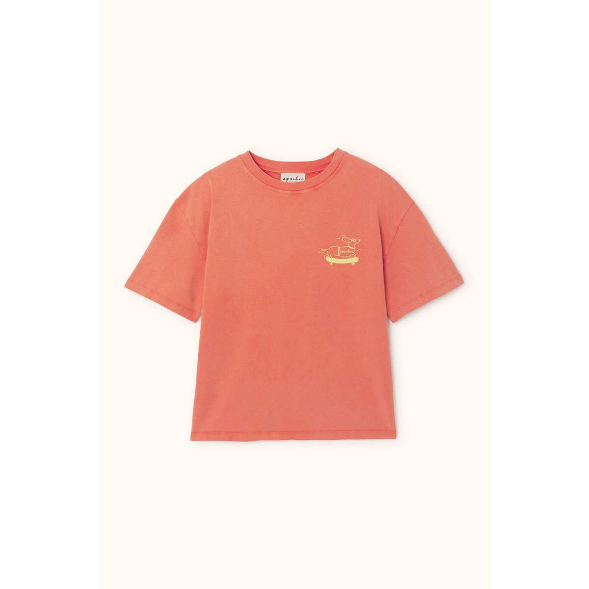 T-shirt de mangas curtas com estampado no peito, OUMI laranja, APACHES COLLECTIONS