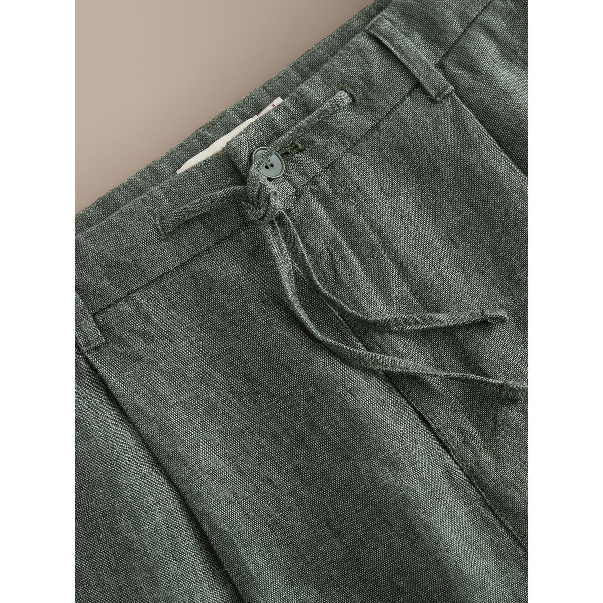 Pantalon chino plissé lin, lot de 2 signature vert, NEXT