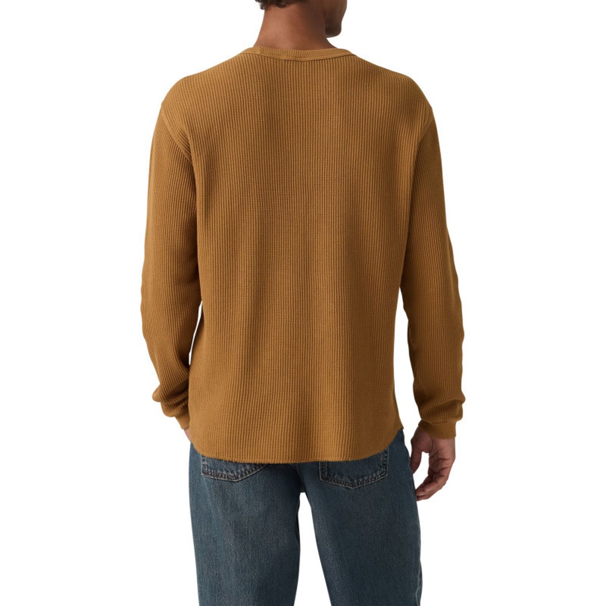 T-shirt en coton camel à coupe droite pourvu de manches longues brun, LEVI'S