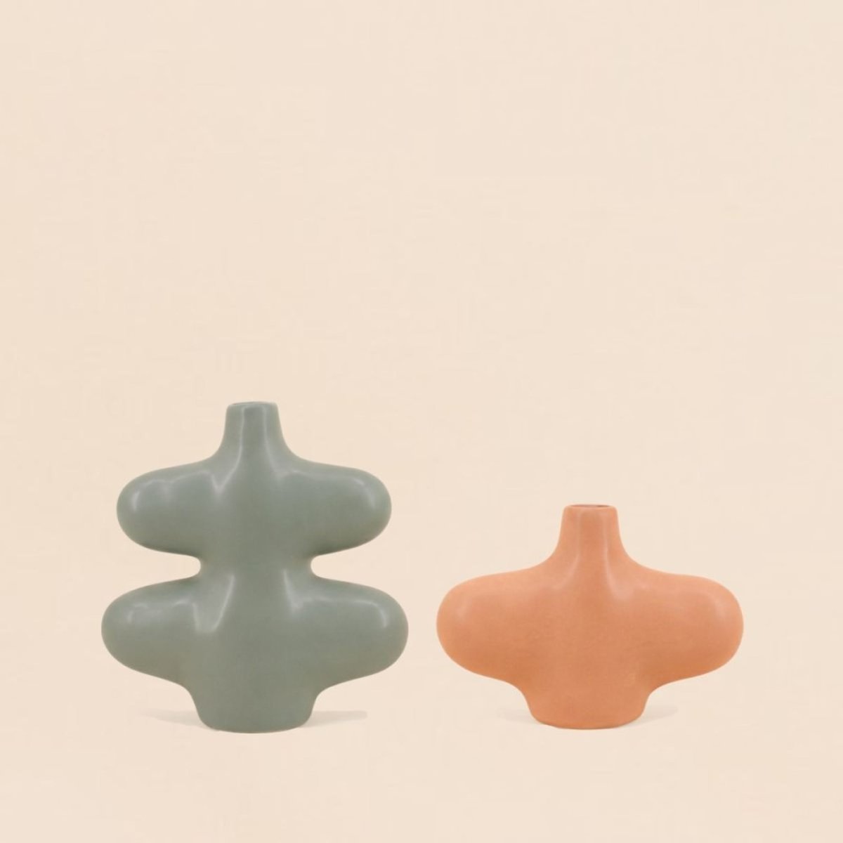 Set de 2 vases forme organique vert, ORNAMI