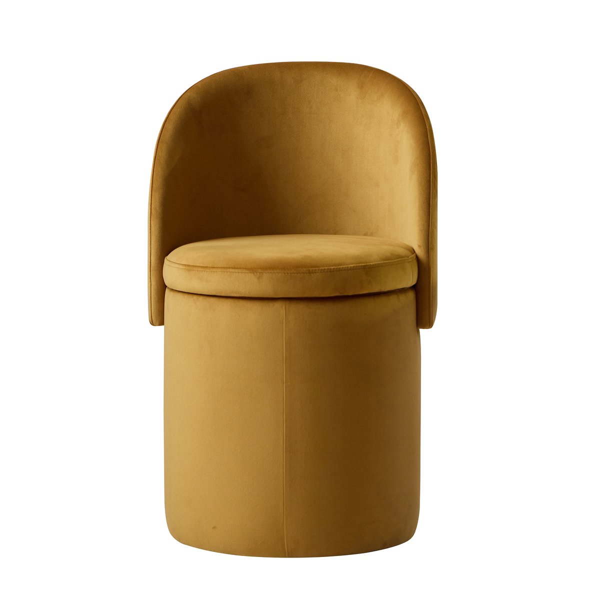 Pouf avec dossier et rangement, velours jaune moutarde, NORDLYS