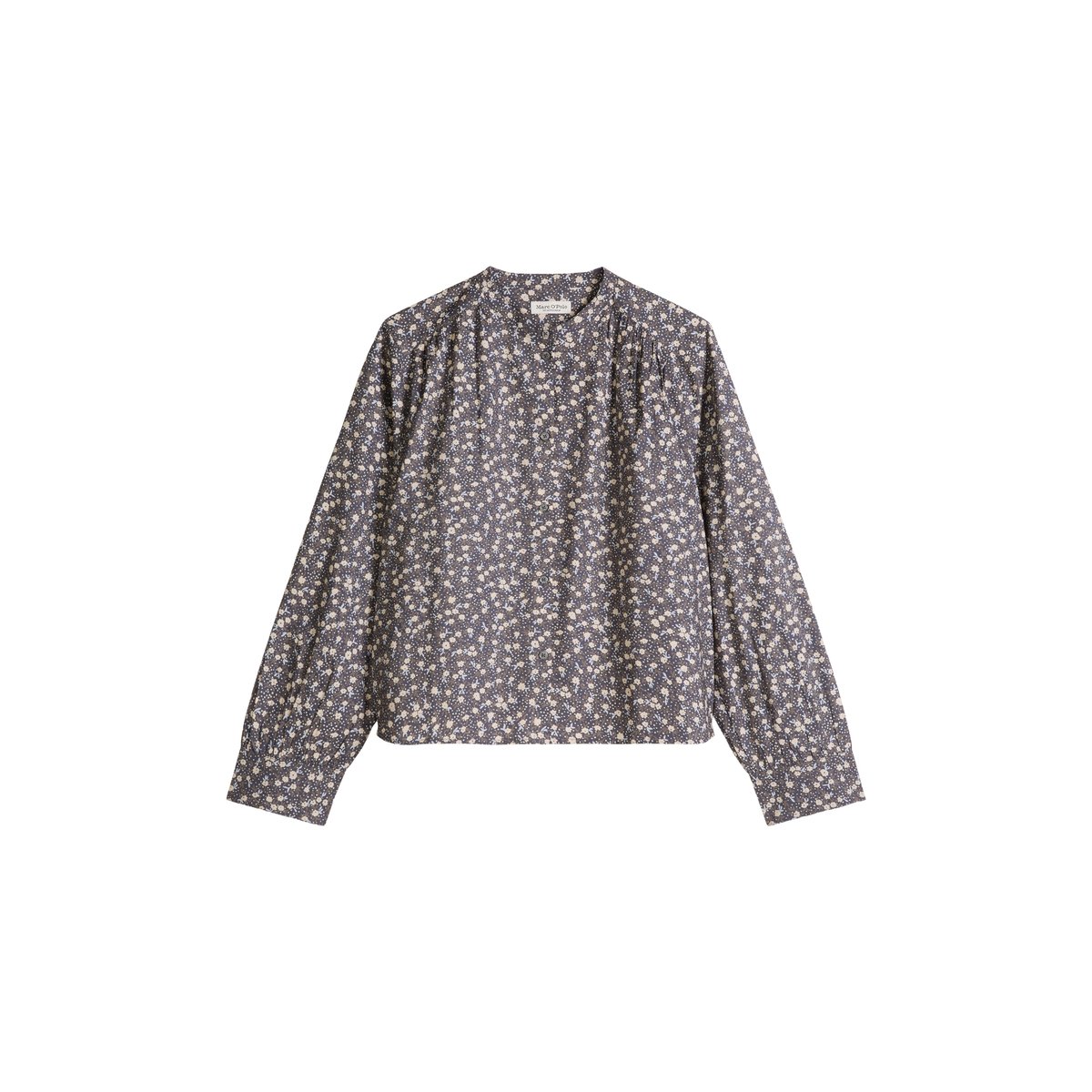 Blouse froncée loose en popeline légère Papertouch gris, MARC O'POLO