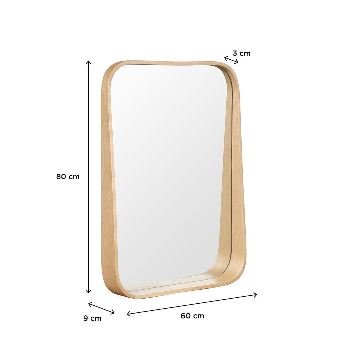 Miroir rectangulaire 60x80cm MARIUS chêne, MOB IN