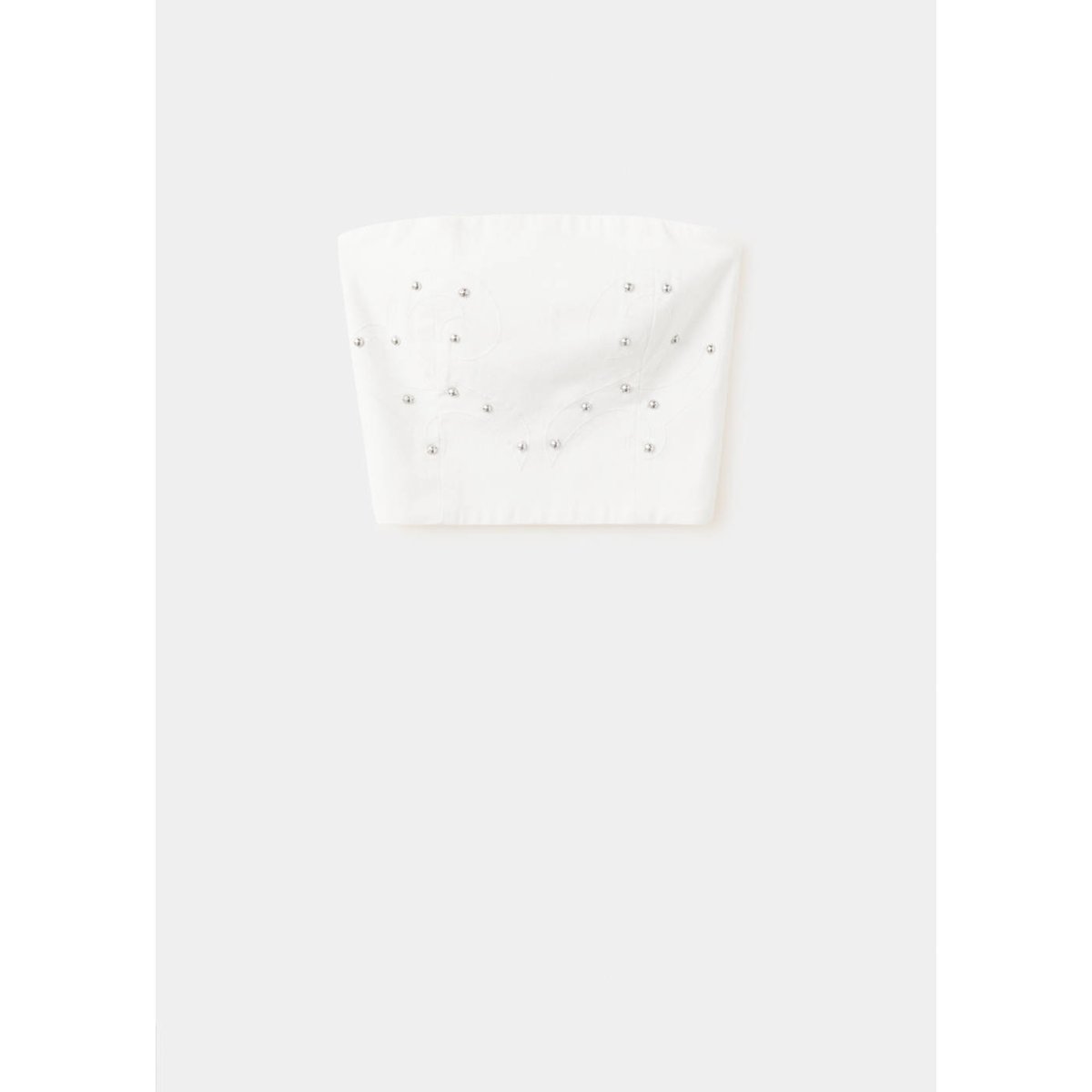 Top bustier avec détail de perles blanc cassé, MANGO TEEN
