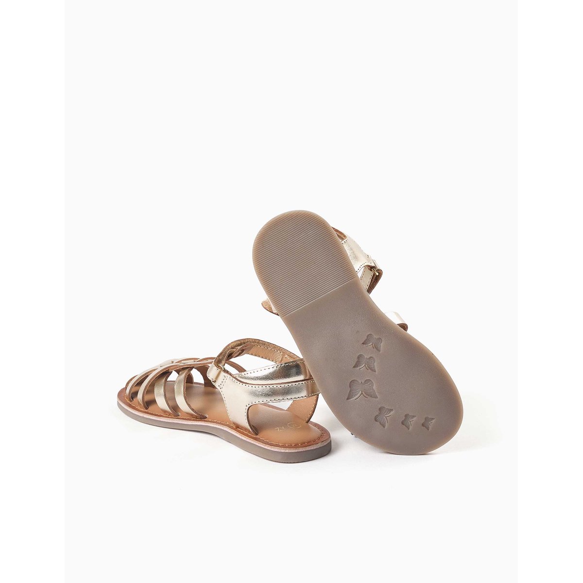 Sandales en cuir fermées avec lanières croisées or, ZIPPY