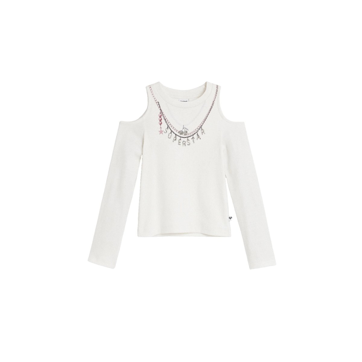 T-shirt à épaules chaîne blanc, DESIGUAL