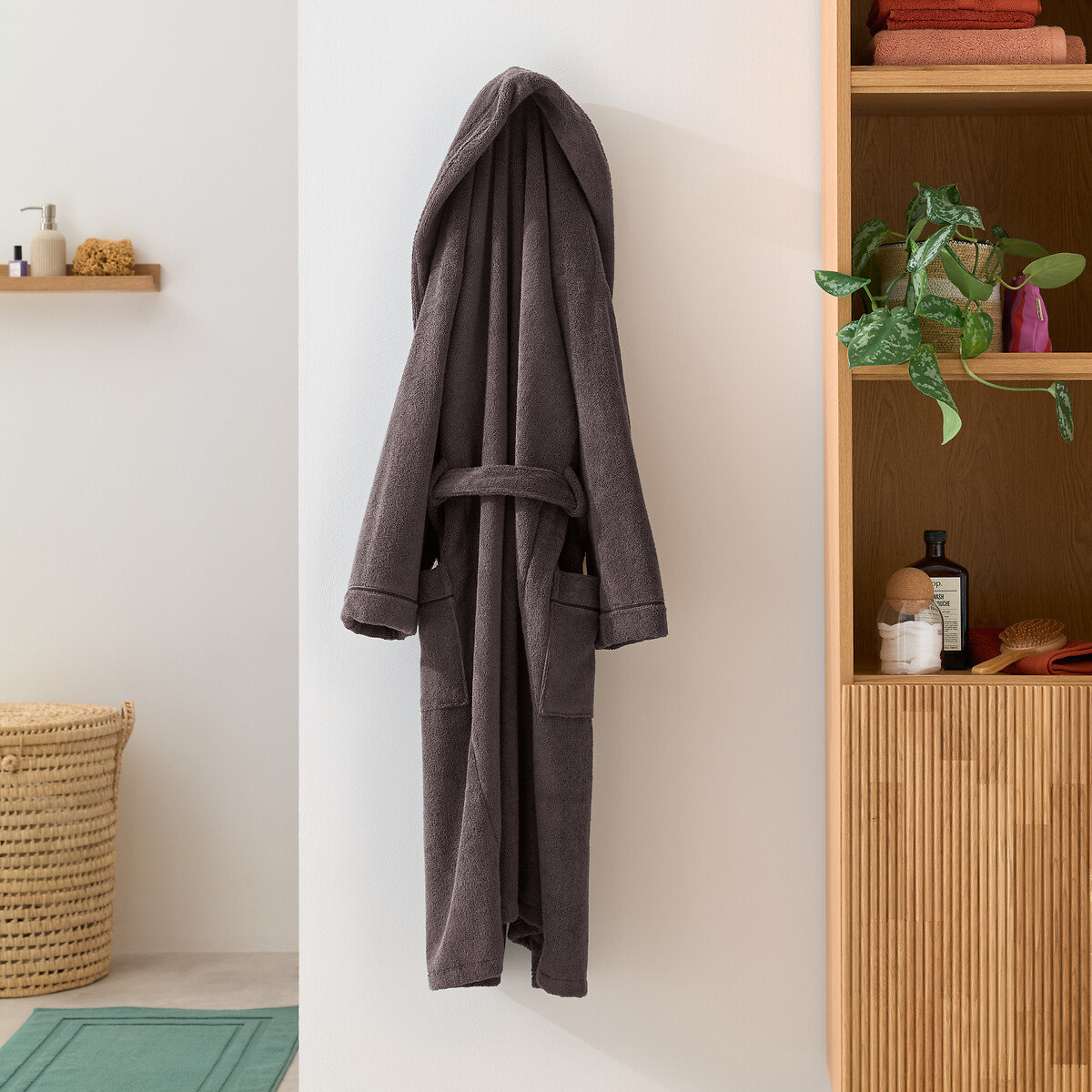 Peignoir adulte châle en coton peigné 400 g/m2, Victor graphite, LA REDOUTE INTERIEURS