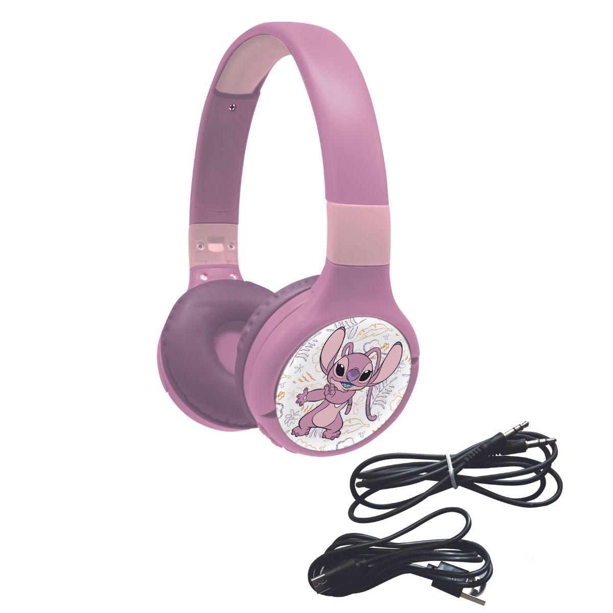 Casque 2 en 1 Bluetooth® et Filaire confortable et pliable Angel rose, LEXIBOOK