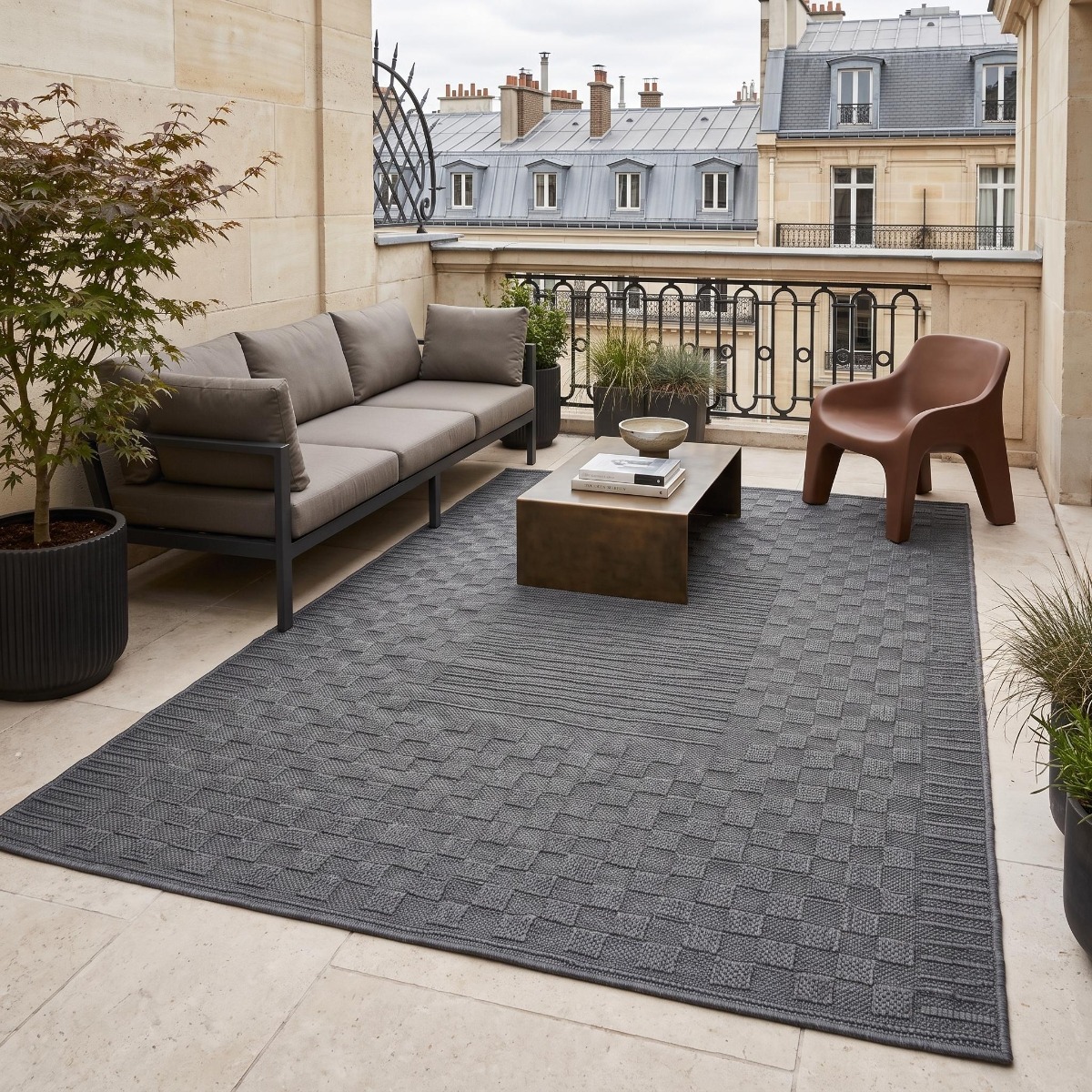 Tapis aspect jute  JUTA ASPECT BOX gris, THE DECO FACTORY
