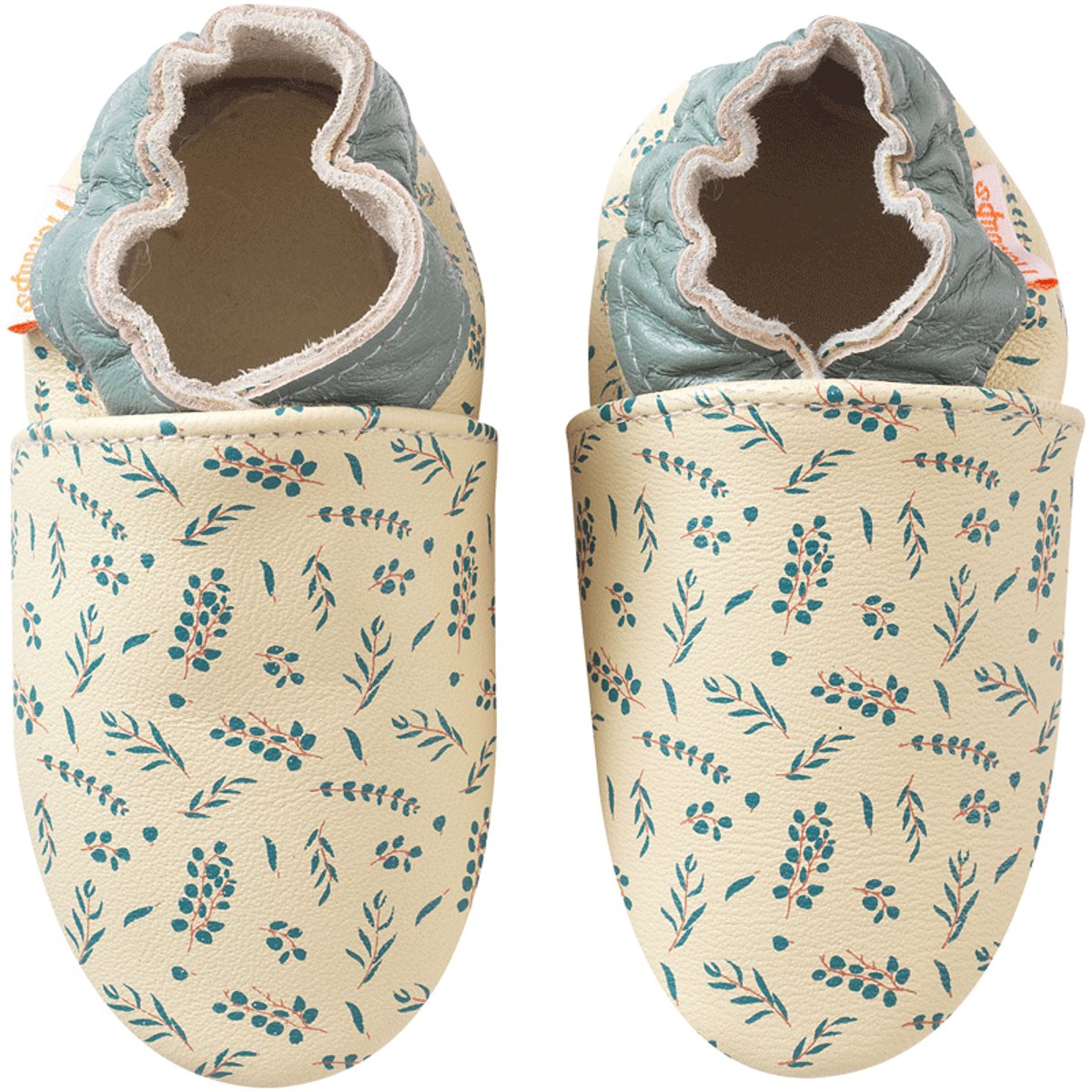 Chaussons bébé cuir souple Jo l'eucalyptus beige, TICHOUPS
