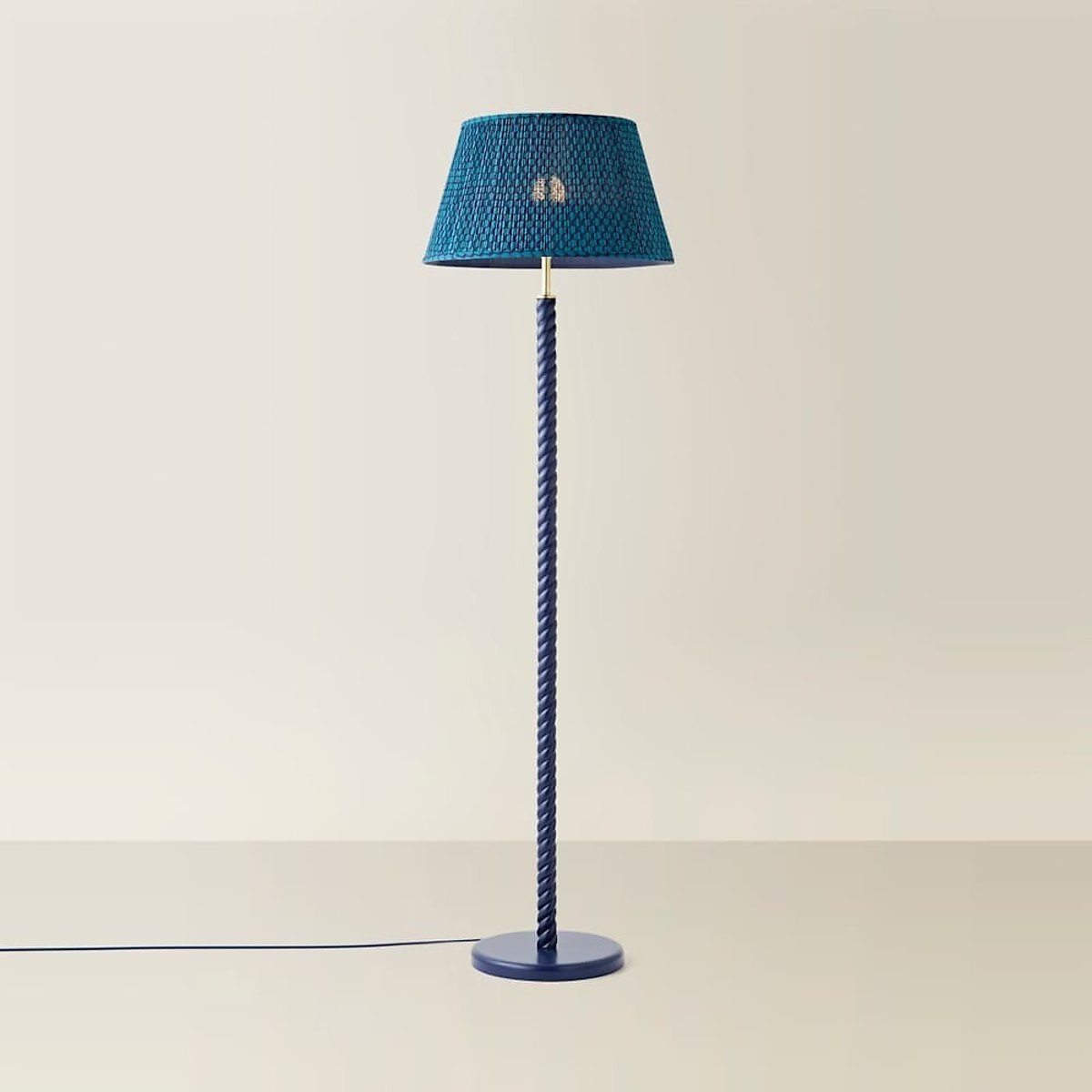 Amalia Twist Floor Lamp with Pleated Taper Shade navy blue, SO'HOME