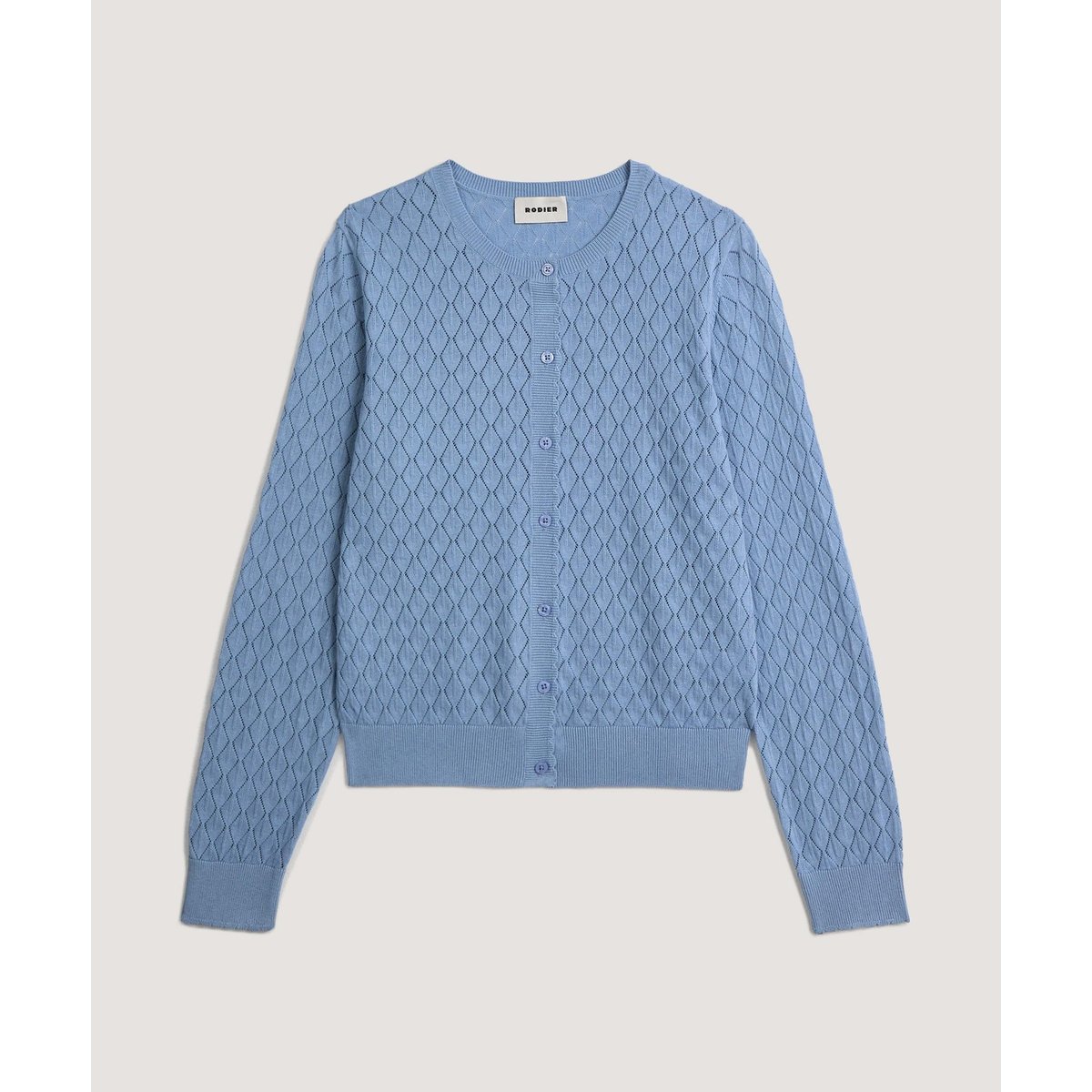 Gilet ajouré en coton bleu gris, RODIER