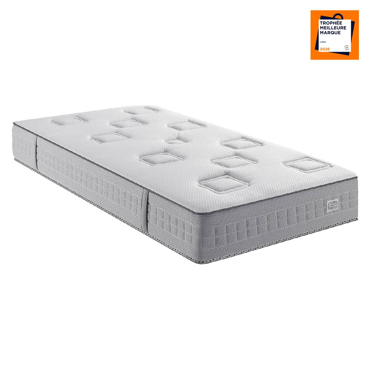 Matelas EQUILIBRE 140x200, ressort ensachés, ferme, H25 blanc, SIMMONS