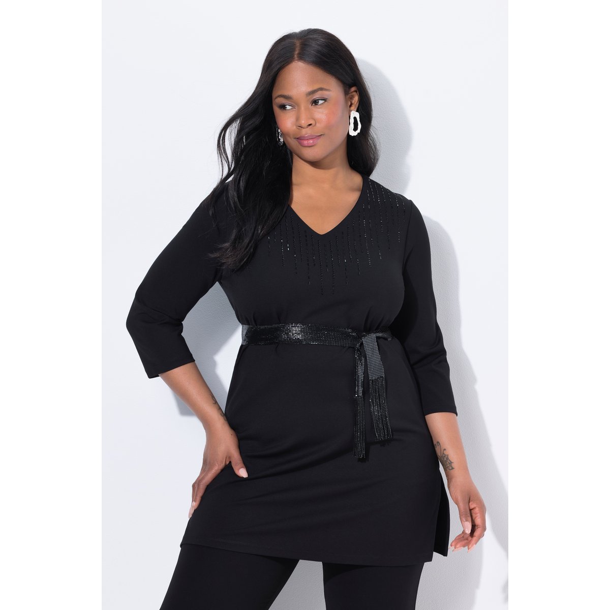 Sweat-shirt avec strass fantaisie noir, ULLA POPKEN