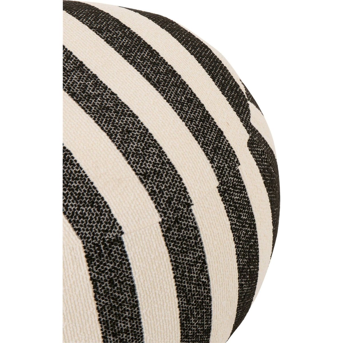 Pouf rond rayé en tissu noir et blanc cassé, RECOLLECTION