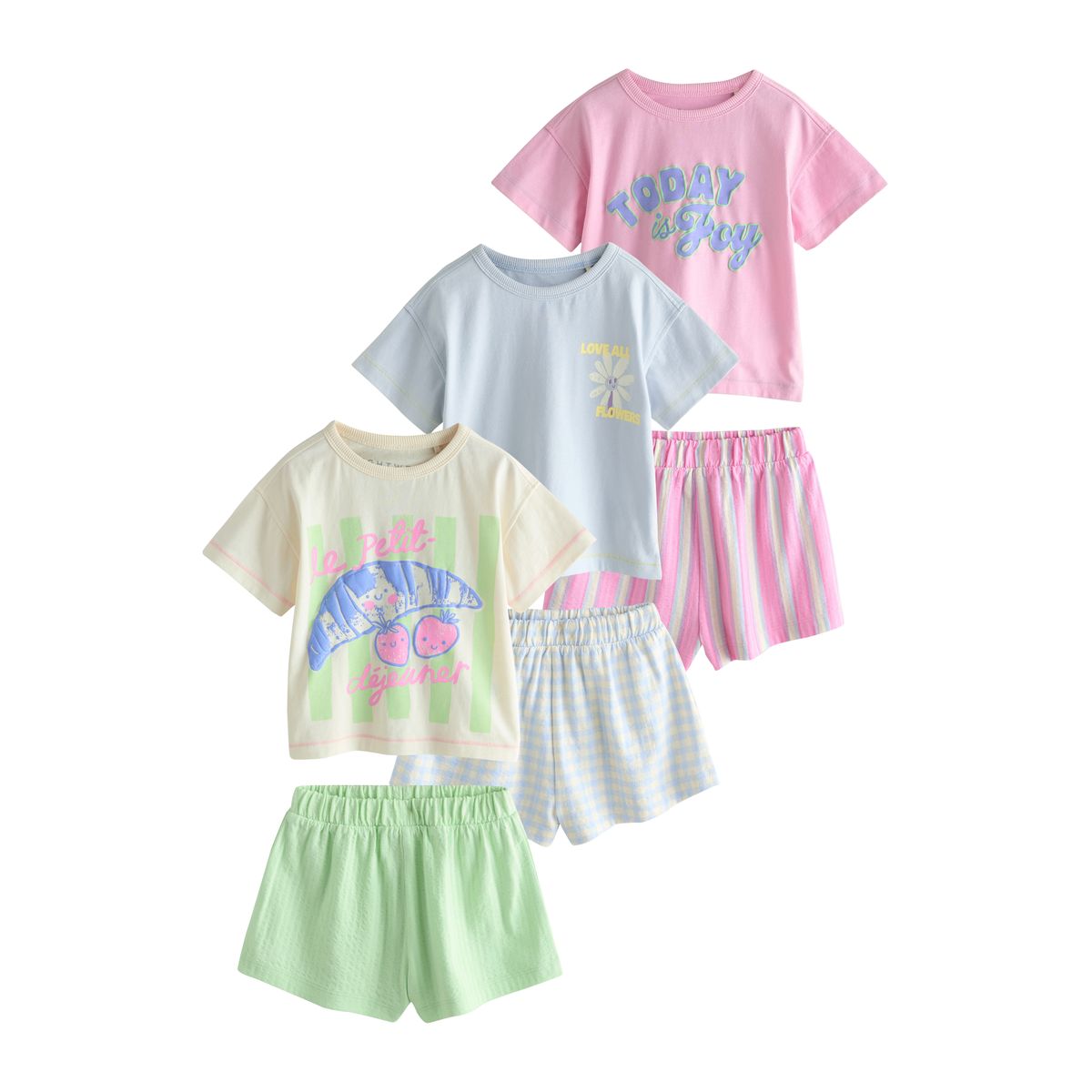 Pyjama short, lot de 3 rose/blanc, NEXT