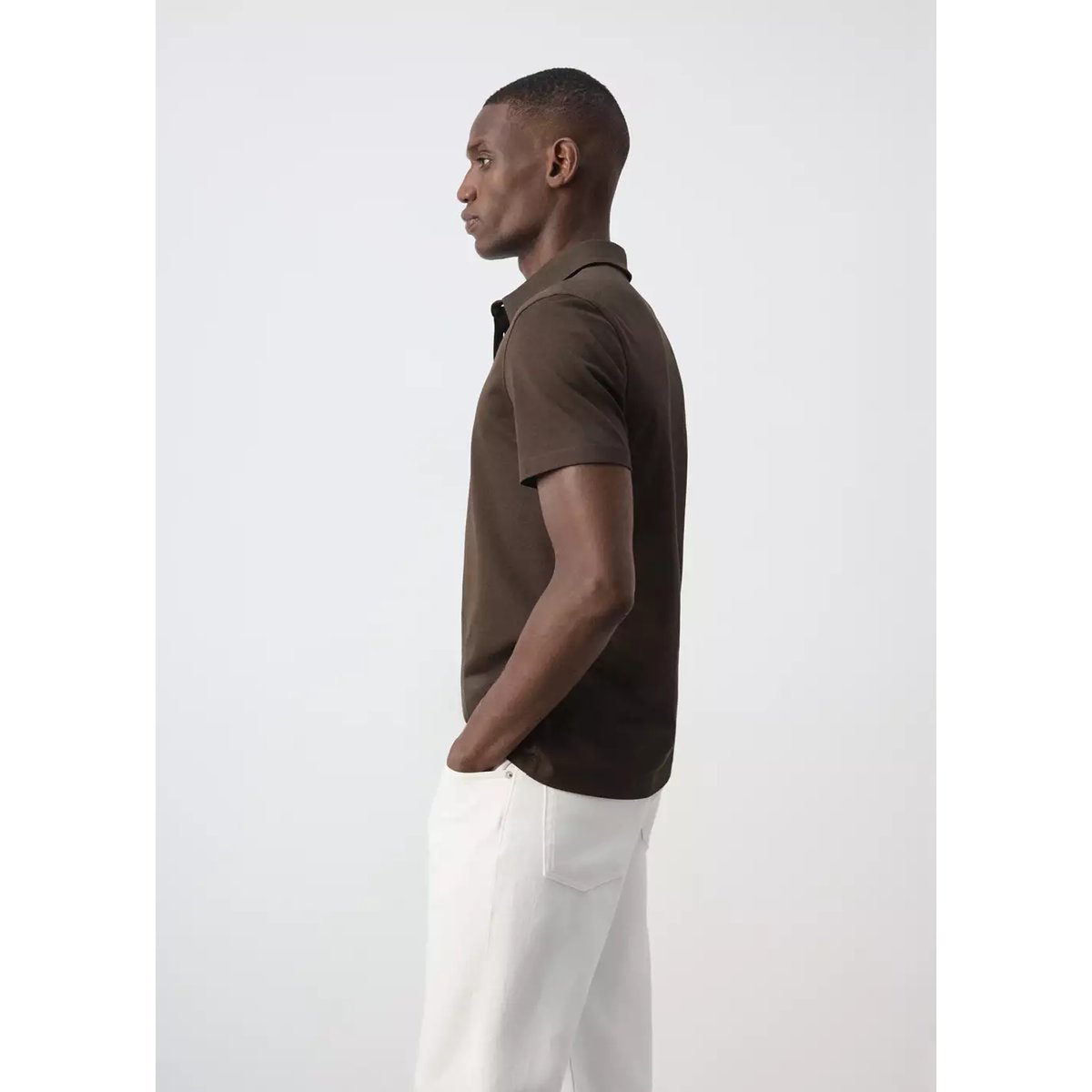 Polo coupe regular en mélange de coton chocolat, MANGO MAN