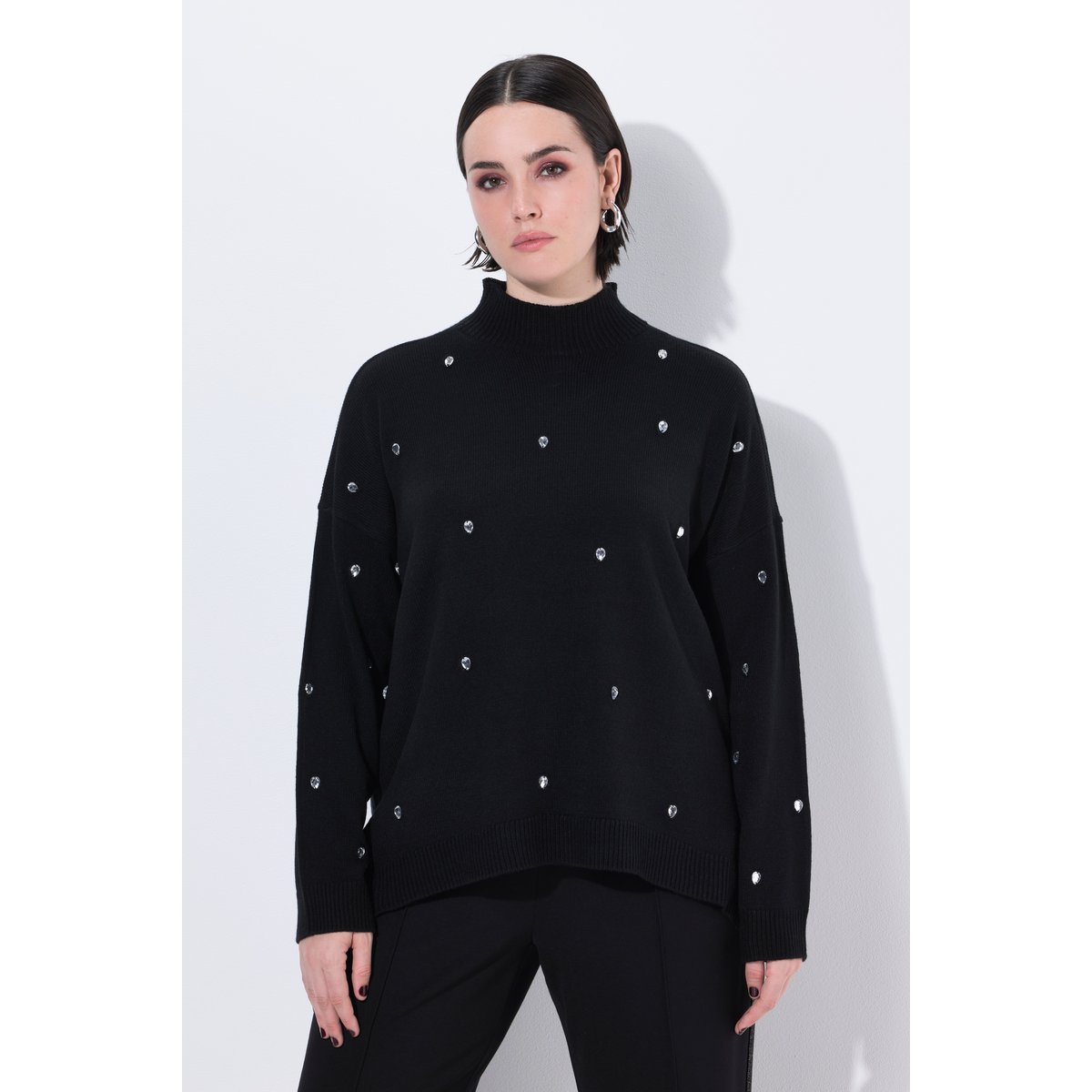 Pull à strass oversize noir, ULLA POPKEN