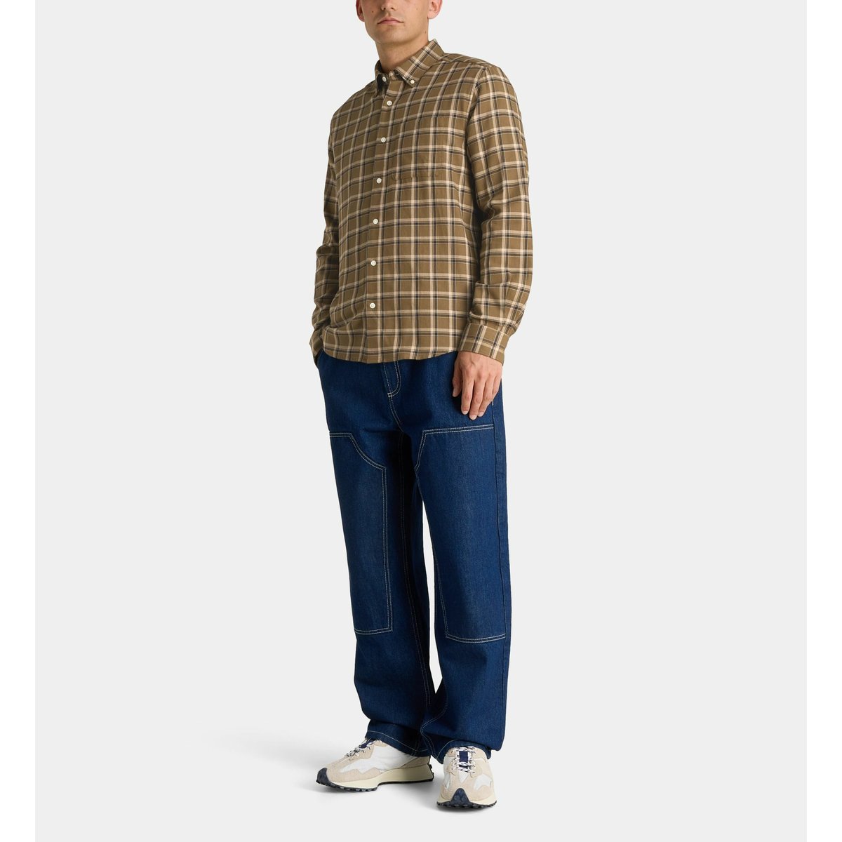 Chemise risharo 1 en coton à carreaux kaki, GALERIES LAFAYETTE