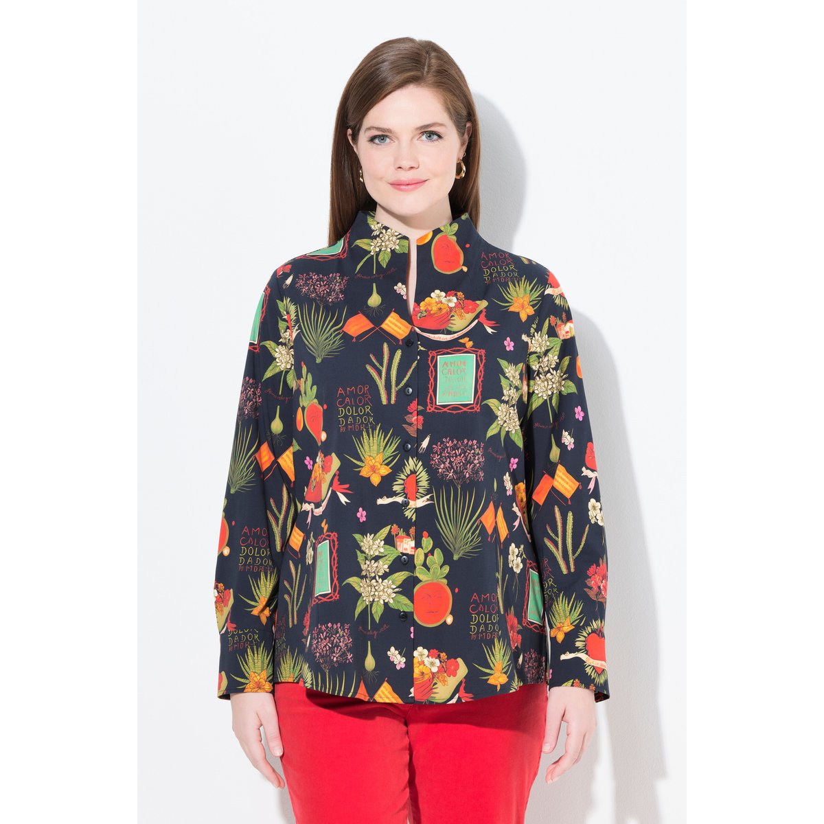 Chemisier motif champêtre noir, ULLA POPKEN